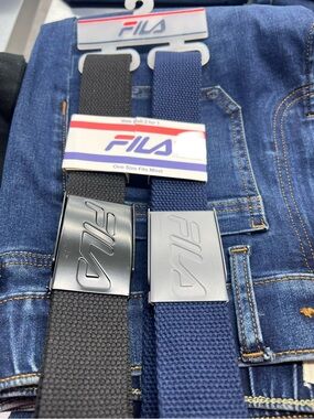 Fila Men’s Black and Navy Webbing Belts - 2-Pack